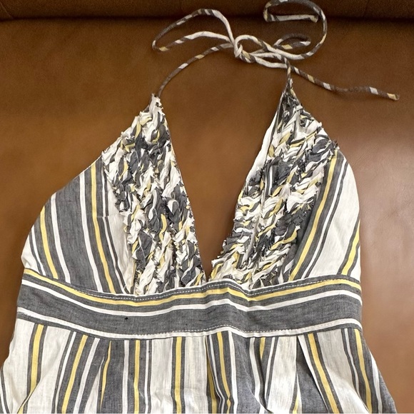 J Crew Sylvan Halter Dress Backless Striped Ruffles Linen cotton size 14… - Picture 9 of 16